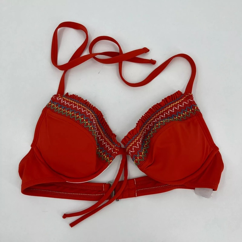 Lucky Brand Bikini Top Women's Size M Red Bathing Suit Underwired Padded